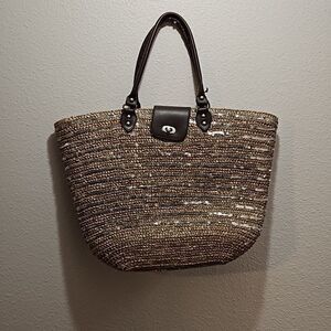 Sequined straw bag by calypso